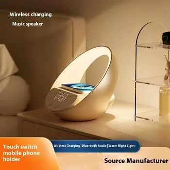 Многофункциональные беспроводные зарядные часы холодный серый