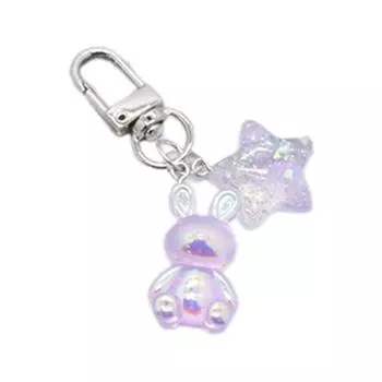 Многофункциональные брелоки с красочными подвесками в форме звезды и кролика, модный металлический аксессуар для ключей для женщин фиолетовый