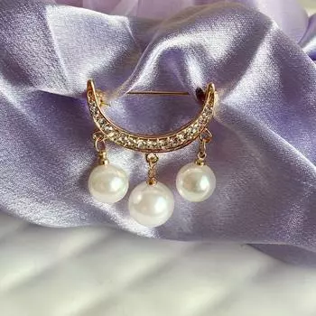 Многофункциональные броши с жемчугом, стразами, луной, пряжкой, булавкой для завязок, булавками для шарфа, свитера, броши, аксессуары 1PC