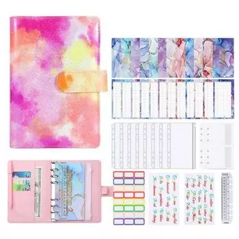 Многофункциональные гладкие сумки на молнии для письма, A6, искусственная кожа, мрамор, цветной блокнот-планировщик, канцелярские принадлежности синий