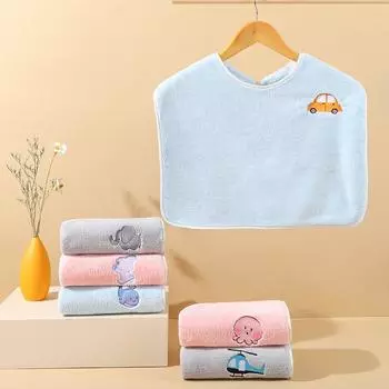 Многофункциональные кавайные нагрудники для малышей с милыми мультяшными животными, детское полотенце со слюной, зубная щетка, водостойкое полотенце для мытья лица, детская ванночка