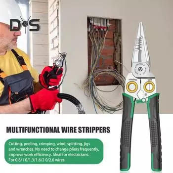 Многофункциональные клещи для зачистки проводов с нескользящей ручкой и встроенной пружиной Компактный портативный профессиональный инструмент для зачистки проводов Электрические клещи чёрный