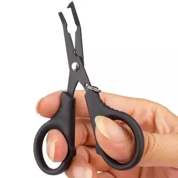 Многофункциональные крючки из нержавеющей стали для удаления черненых рыболовных плоскогубцев с титановым покрытием, ножницы для резки лески чёрный