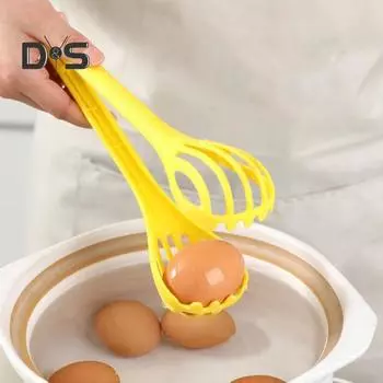 Многофункциональные кухонные щипцы, венчик для взбивания яиц, зажим для еды, венчик для приготовления пищи, миксер для салата, зажим для хлеба, ручной блендер, ложка-захват 2 в 1 жёлтый/розовый