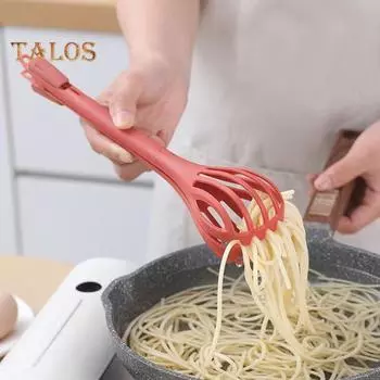 Многофункциональные кухонные щипцы, венчик для взбивания яиц, зажим для еды, венчик для приготовления пищи, миксер для салата, зажим для хлеба, ручной блендер, ложка-захват 2 в 1 жёлтый/розовый