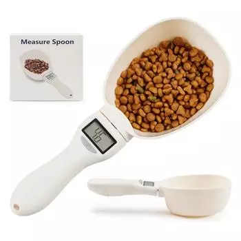 Многофункциональные кухонные весы Ложка для взвешивания корма для домашних животных Портативная миска для кормления кошек и собак Мини-измерительные весы Электронные весы White