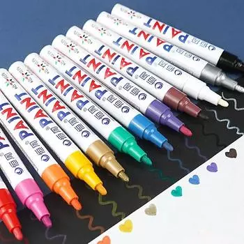 Многофункциональные маркеры с металлическим блеском и фибровой головкой, водостойкие, быстросохнущие, для шинной промышленности, масляные, для ремонта краски, цветные маркеры чёрный