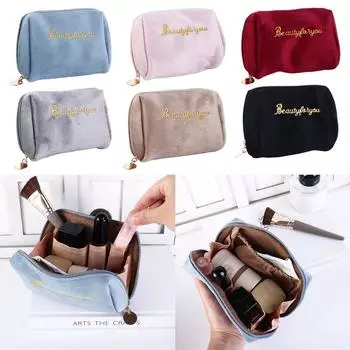 Многофункциональные мини-сумочки на молнии, косметички для губ, бархатные косметички, косметички серый