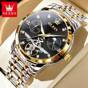 Многофункциональные мужские часы с турбийоном, брендовые механические часы OLEVS, трендовые мужские часы, бизнес-модель, светящиеся в темноте
