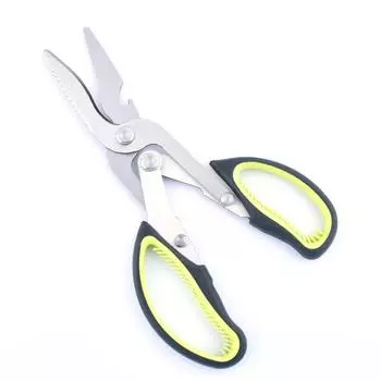 Многофункциональные ножницы для куриных костей с лезвием из нержавеющей стали 6 в 1, бытовые кухонные ножницы с ручкой из ПП + TPR с открывашкой зелёный