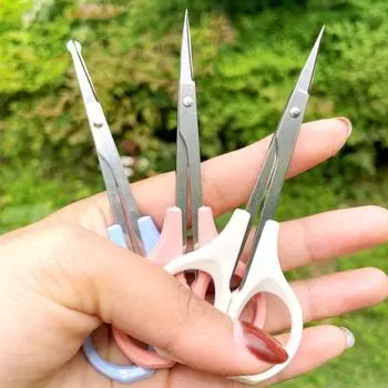 Многофункциональные ножницы для макияжа, нержавеющая сталь, круглая головка, ножницы для волос в носу, женские White straight