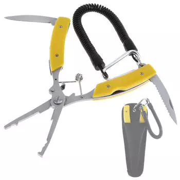 Многофункциональные ножницы для рыбы, рыболовные захваты из нержавеющей стали, плоскогубцы для приманки, резак для лески, рыболовные инструменты жёлтый