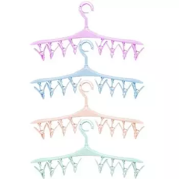 Многофункциональные пластиковые вешалки, нижнее белье, носки, бюстгальтер, крючок, полка для сушки, 8 зажимов фиолетовый