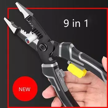 Многофункциональные плоскогубцы для электрика. Специальные клещи для обжима проводов. Бытовые плоскогубцы для зачистки проводов. красный