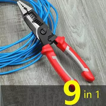 Многофункциональные плоскогубцы для электрика. Специальные клещи для обжима проводов. Бытовые плоскогубцы для зачистки проводов. красный