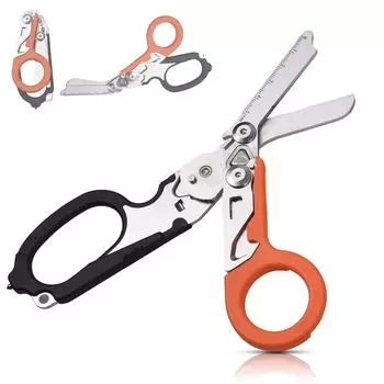 Многофункциональные плоскогубцы для снятия травм, инструменты для кемпинга, аварийные ножницы, линейка, резак для ленты чёрный/оранжевый