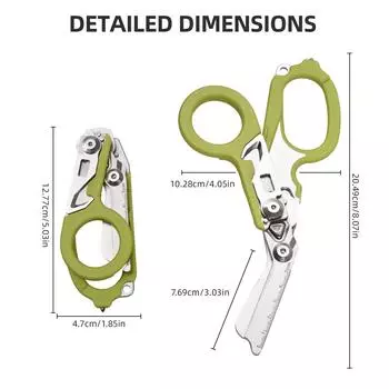 Многофункциональные плоскогубцы для снятия травм, инструменты для кемпинга, аварийные ножницы, линейка, резак для ленты зелёный