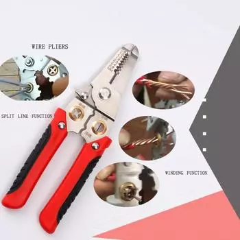 Многофункциональные плоскогубцы для зачистки проводов, специально для электрика, резки проводов, зачистки кожи, прессования, намотки проводов, кухонные ножницы 17.5*5cm серый