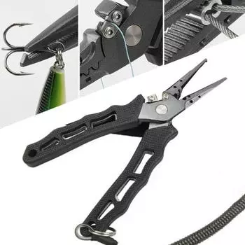 Многофункциональные противоскользящие металлические лески с боковым отверстием, режущие плоскогубцы для рыболовных крючков чёрный