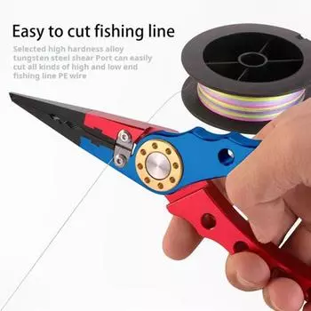 Многофункциональные рыболовные плоскогубцы, эргономичная ручка из алюминиевого сплава, открывалка для колец, резак для лески, устройство для удаления крючков, ножницы для лески, рыболовные аксессуары синий/красный