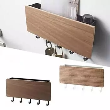 Многофункциональные самоклеящиеся настенные крючки Бесшовная установка без ударов 6-рядная вешалка для ключей для одежды Шапка Полотенце Гостиная Спальня Strong эбеновый