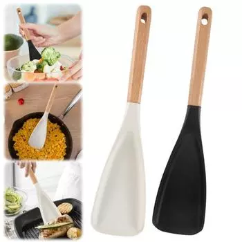 Многофункциональные силиконовые ложки для готовки с деревянными ручками. Ложка для готовки. Термостойкая кухонная утварь. белый
