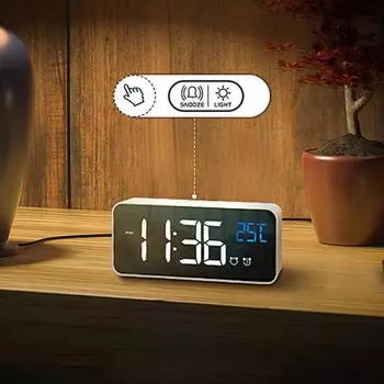 Многофункциональные светодиодные часы-будильник с голосовым управлением, USB-зарядкой и двумя будильниками