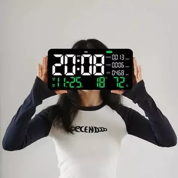 Многофункциональные светодиодные цифровые настенные часы с формальдегидом HCHO TVOC CO2, дисплеем температуры и влажности, обратным отсчетом времени для спальни синий