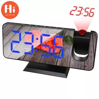Многофункциональные светодиодные проекционные часы с 2 будильниками, цифровой дисплей, диммер проектора для спальни, прикроватные часы, электронный будильник белый