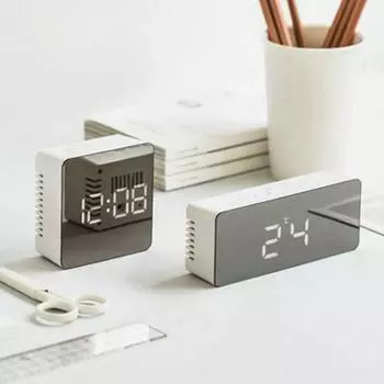 Многофункциональные зеркальные настенные часы, электронные часы, настольный цифровой будильник, украшение спальни и аксессуары, умный светодиодный будильник