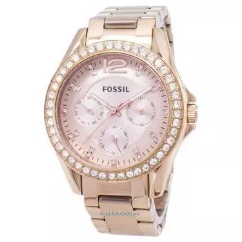 Многофункциональные женские часы Fossil Riley с кристаллами розового золота ES2811 золотой