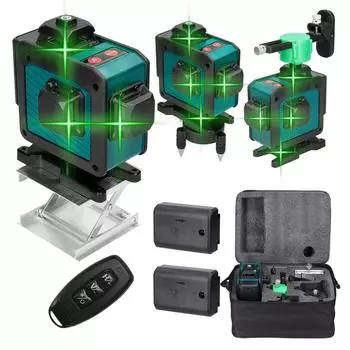 Многофункциональный 16-линейный лазерный уровень 3 градуса Функция самовыравнивания Инструмент для нивелирования Всенаправленный грунт UK Plug without Tripod Stand разноцветный