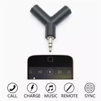 Многофункциональный 3,5 мм одна минута две наушники Y-образный аудиоадаптер-разветвитель конвертера black