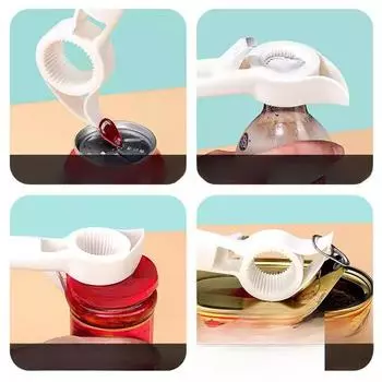 Многофункциональный 4-в-1 открывалка для банок пива и напитков Кроличьи уши Нескользящий и экономящий труд консервный нож белый