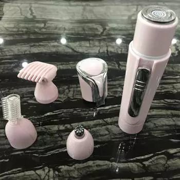 Многофункциональный 4 в 1 Женщины Электрический эпилятор Перезаряжаемая бритва для удаления волос носа розовый