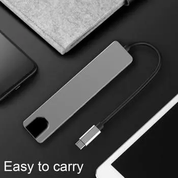 Многофункциональный 6-в-1 док-адаптер-концентратор USB 3.0 для зарядки от типа C к PD серебряный серый