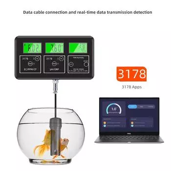 Многофункциональный 7 в 1 тестер качества воды PH EC TDS ORP CF Humiity Temp Meter Цифровой анализатор воды Smart Monitor APP Control