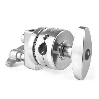 Многофункциональный адаптер для крепления подставки для светильника Прочный держатель с поворотной головкой Ручная головка для освещения серебряный