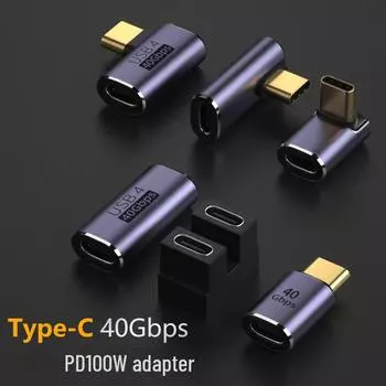 Многофункциональный адаптер Type-C: 40 Гбит/с, зарядка 100 Вт, аудио/видео 8K, преобразователь C в C C female to C male 40G straight