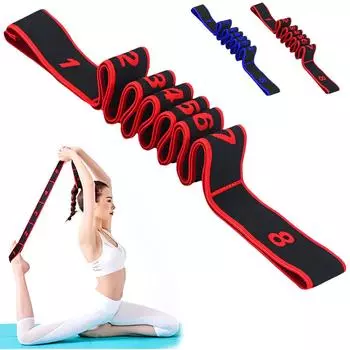 Многофункциональный эластичный пояс для тренировок, йоги, вспомогательный пояс для растяжки, эластичная лента для начинающих, взрослых, упражнений, танцев, пилатеса синий