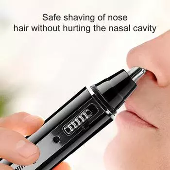 Многофункциональный электрический триммер для волос в носу, мини-бритва для волос в носу, 4 в 1, набор для стрижки бровей с висками чёрный