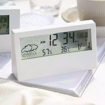 Многофункциональный электронный ЖК-будильник для студентов с функцией беззвучного режима, простые и креативные детские цифровые часы для спальни у кровати чёрный