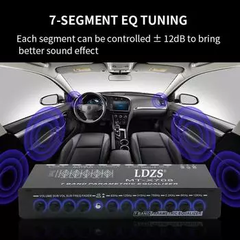 Многофункциональный автомобильный эквалайзер с кроссовером, профессиональный 7-полосный автомобильный эквалайзер чёрный