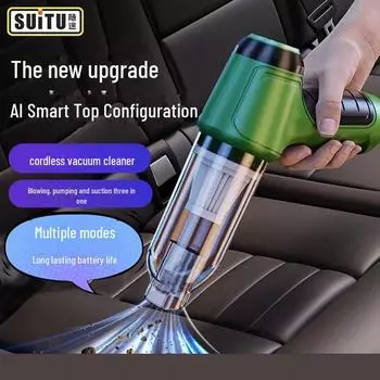 Многофункциональный автомобильный беспроводной пылесос: Мощный выдув и всасывание, портативный и мощный для уборки дома. темно-зеленого