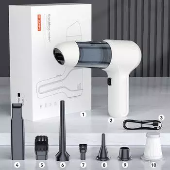 Многофункциональный автомобильный пылесос 4-в-1, портативный беспроводной ручной автомобильный пылесос, сильный 0 чёрный