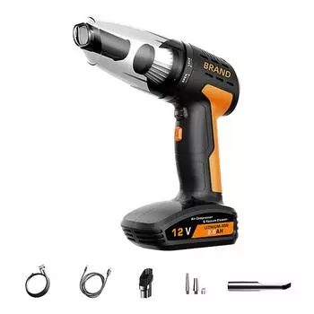 Многофункциональный автомобильный пылесос высокой мощности, беспроводной перезаряжаемый автомобильный насос для накачивания шин, цифровой жёлтый