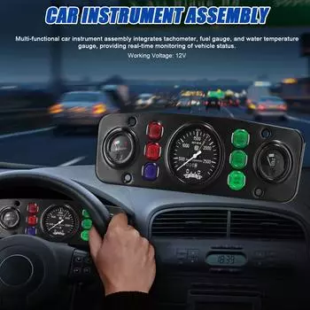 Многофункциональный автомобильный тахометр, указатель уровня топлива, указатель температуры воды, автомобильный модифицированный прибор чёрный