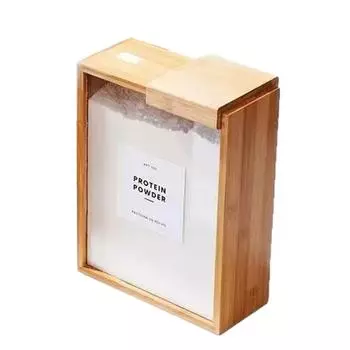 Многофункциональный бамбуковый диспенсер для продуктов, кухонный органайзер для хранения хлопьев и продуктов в кладовой, с конструкцией скользящей крышки