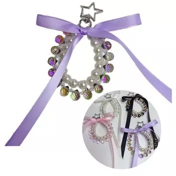 Многофункциональный брелок из бисера, кулон, стильная сумка, Очаровательная сумка с бантом из бисера, кулон, стильное украшение для ключей на каждый день фиолетовый
