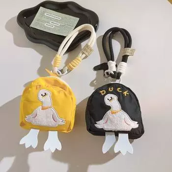 Многофункциональный брелок с вышивкой в виде утки, сумка для хранения ключей в виде мультфильма, подарочный кулон для телефона жёлтый